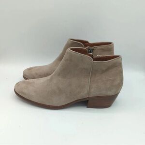 Women's Sam Edelman Size9 Tan Grey Ankle Suede Leather Boots Pre Owned